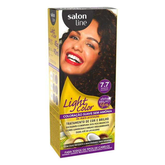 Coloração Suave Light Color 7.7 Marrom Dourado - Salon Line