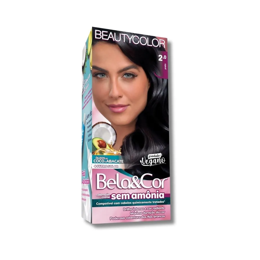 Coloração Creme Bela&Cor Sem Amônia 2.0 Preto
