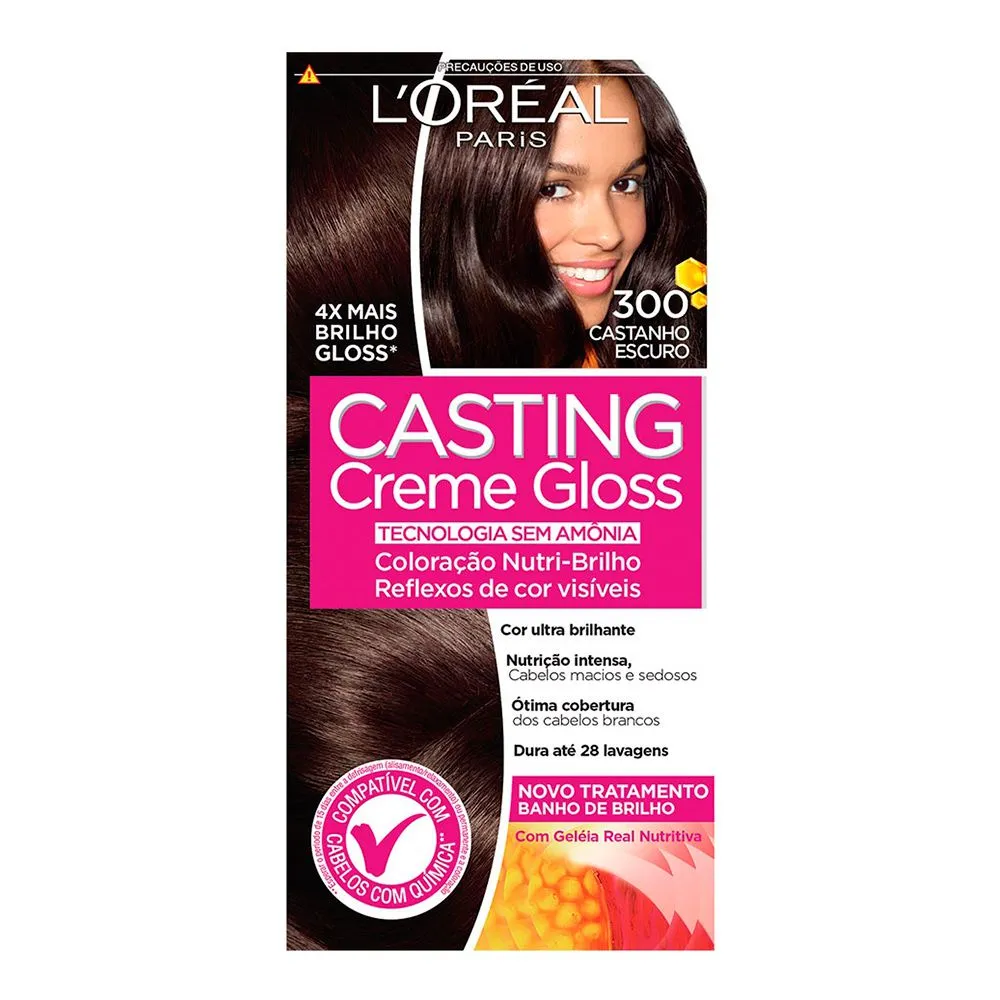 Coloração sem Amônia Casting Creme Gloss 300 Castanho Escuro