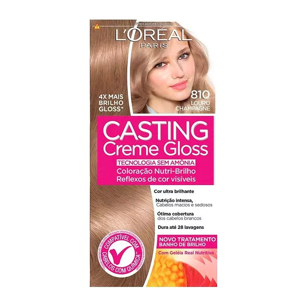 Coloração sem Amônia Casting Creme Gloss 810 Louro Perola