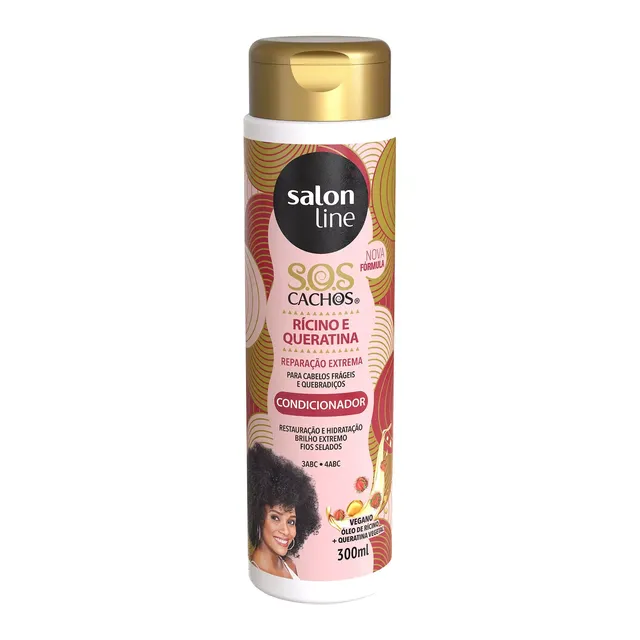 Condicionador SOS Cachos Rícino e Queratina 300ml - Salon Line