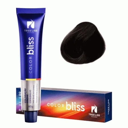 Creme Coloração Color Bliss 4.0 Castanho Médio 60g - Tree Liss