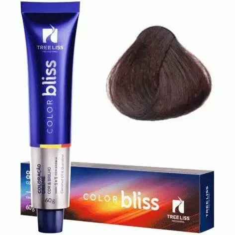 Creme Coloração Color Bliss 4.7 Castanho Médio Marrom 60g - Tree Liss