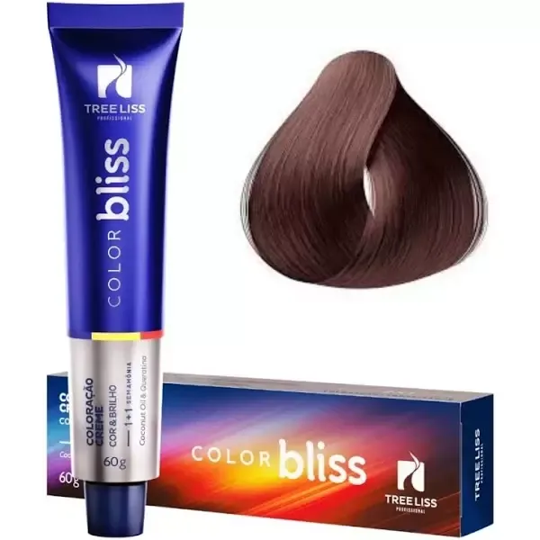 Creme Coloração Color Bliss 5.1 Castanho Claro Cinza 60g - Tree Liss