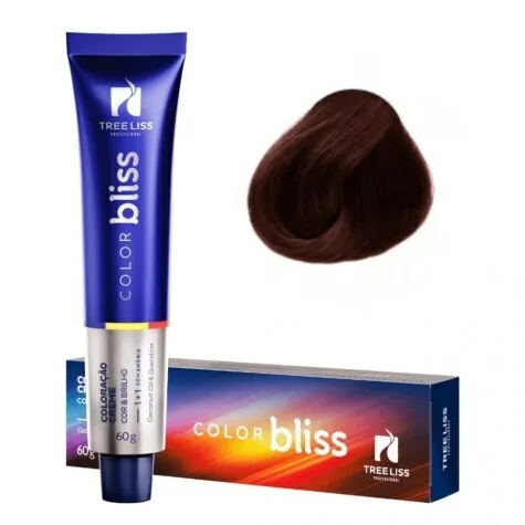 Creme Coloração Color Bliss 5.5 Castanho Claro Acaju 60g - Tree Liss
