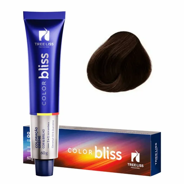 Creme Coloração Color Bliss 5.7 Castanho Claro Marrom 60g - Tree Liss