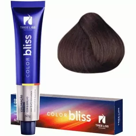 Creme Coloração Color Bliss 6.32 Louro Escuro Marrom Irisado 60g - Tree Liss
