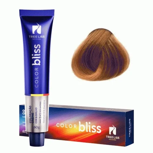Creme Coloração Color Bliss 7.34 Louro Natural Dourado Cobre 60g - Tree Liss