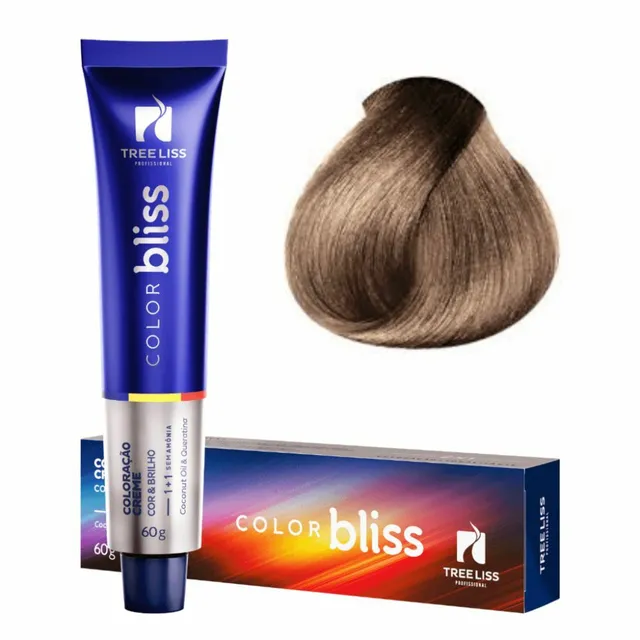 Creme Coloração Color Bliss 8.31 Louro Claro Bege 60g - Tree Liss