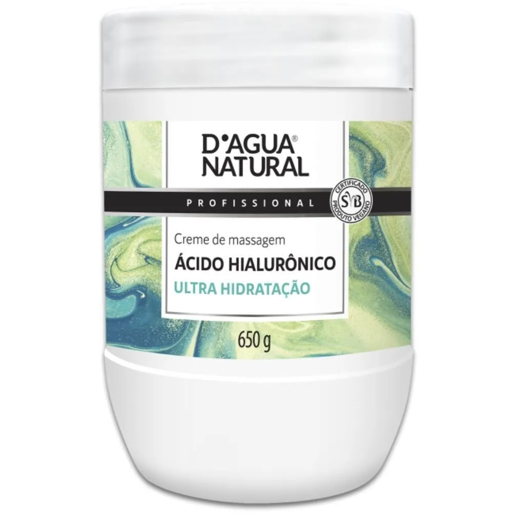 Creme de Massagem Corporal Ácido Hialurônico 650g D´agua Natural