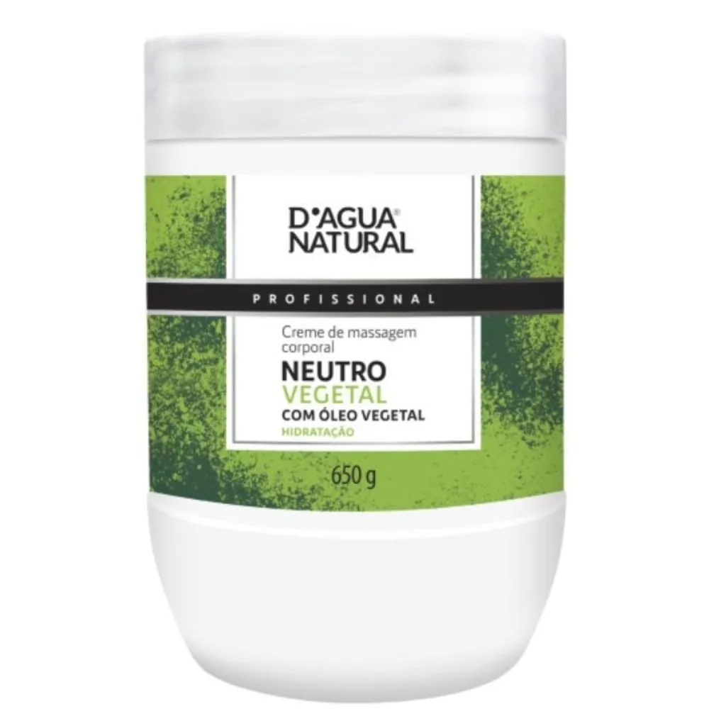 Creme Massagem Corporal Neutro Vegetal 650g D'Agua Natural