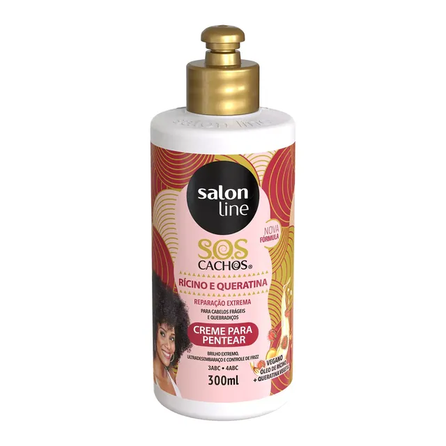 Creme para Pentear SOS Cachos Rícino e Queratina 300ml - Salon Line