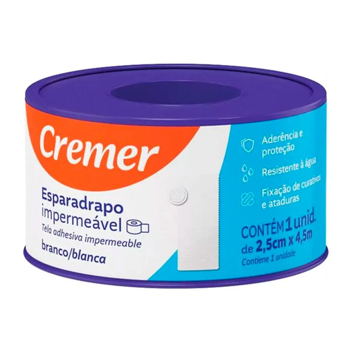 Cremer Esparadrapo Impermeável 2,5Cm X 4,5M C/ 1 Unidade
