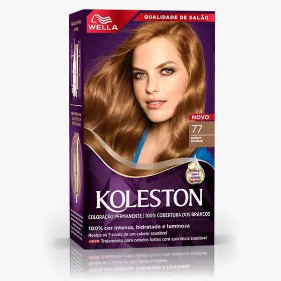Tinta Koleston Coloração Kit Prático Cor Marrom Dourado 7.7