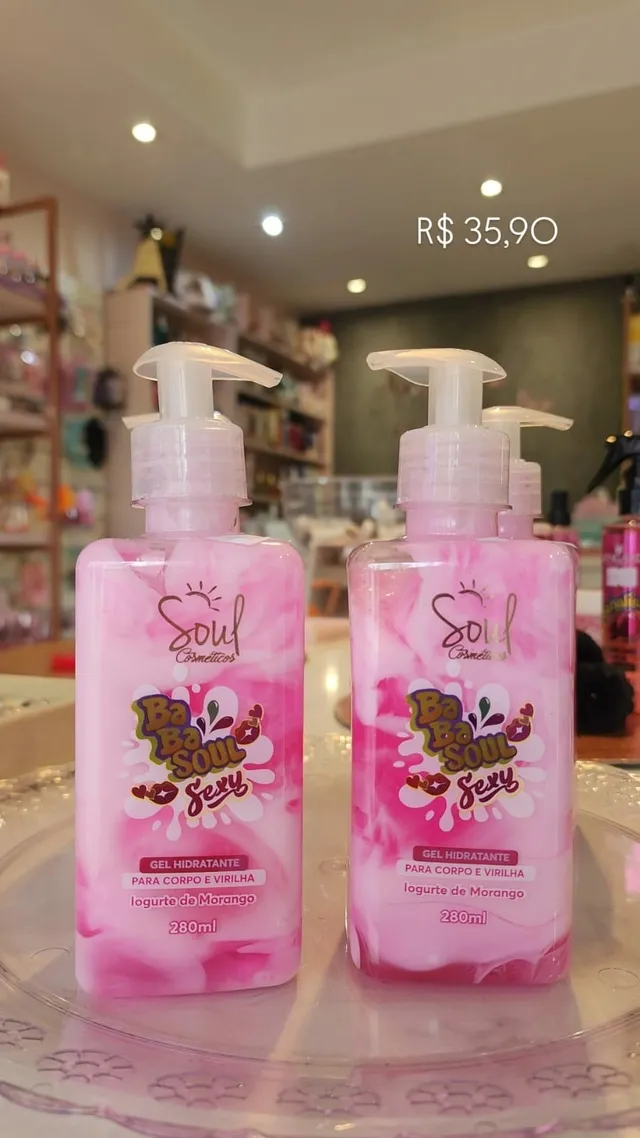 Gel Hidratante Beijável Corpo e Virilha Babasoul Iogurte de Morango Soul Cosméticos 280ml