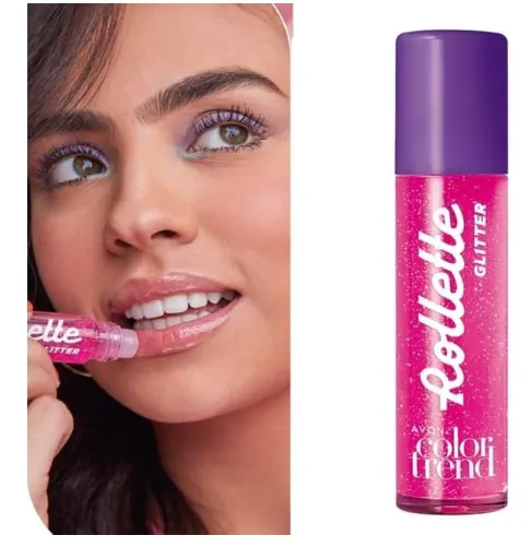 Brilho Labial Glitter Rollette Avon - Cor: Morango Vibes