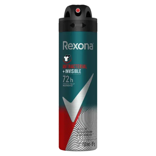 Desodorante Antitranspirante Aerosol Rexona Men Antibacterial + Invisible 72h 150ml