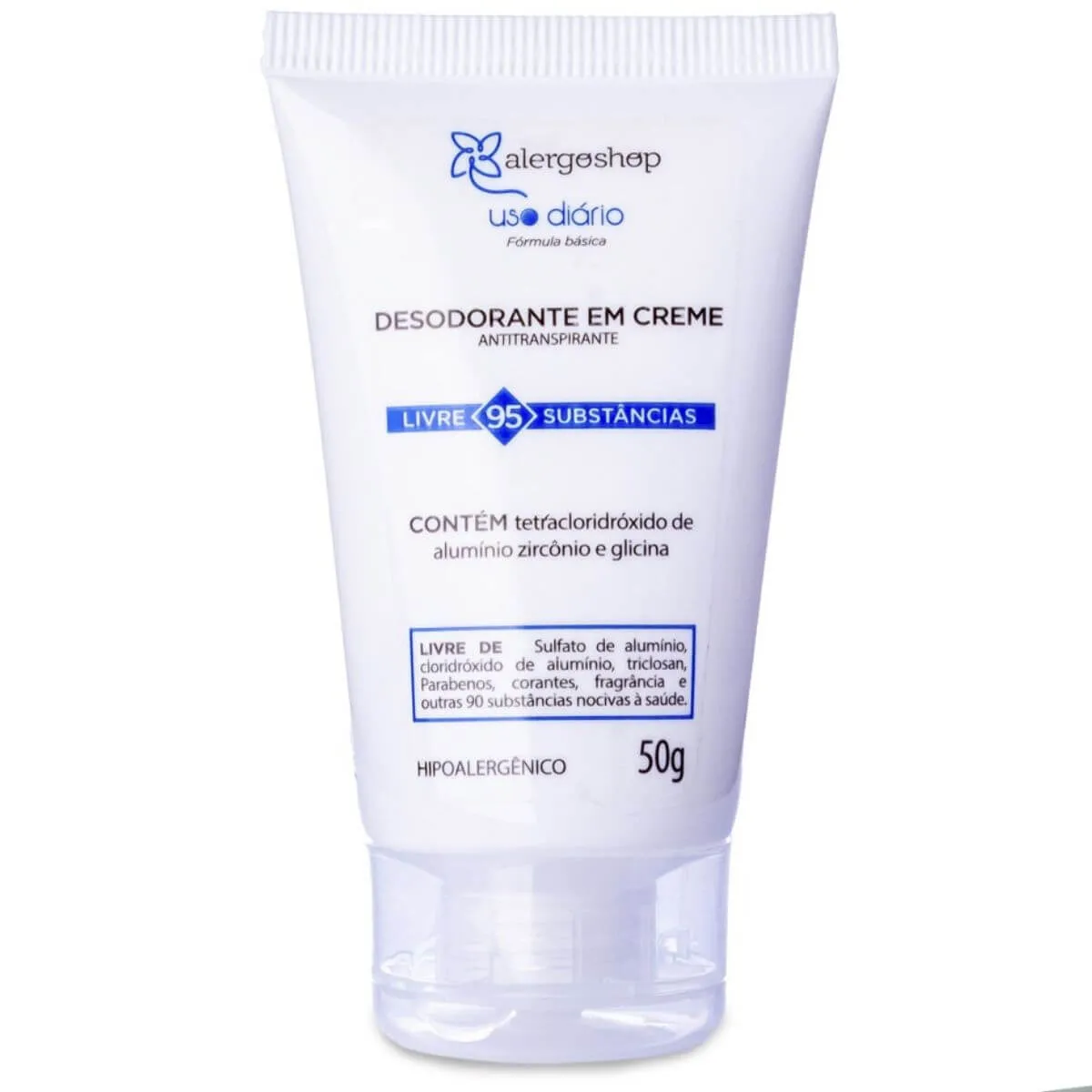 Desodorante Antitranspirante em Creme Uso Diário Hipoalergênico 50ML - Alergoshop