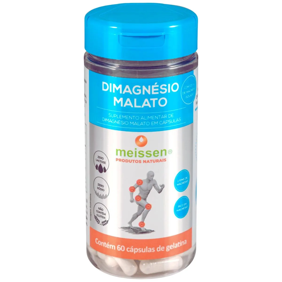 Dimagnésio Malato 100% Puro Rico em Magnésio 60 Cápsulas - Meissen