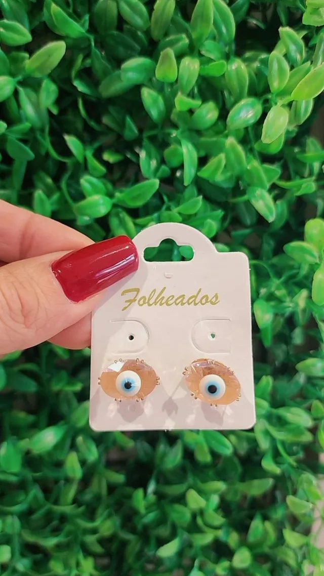 Brinco Dourado Olho Grego Rosa