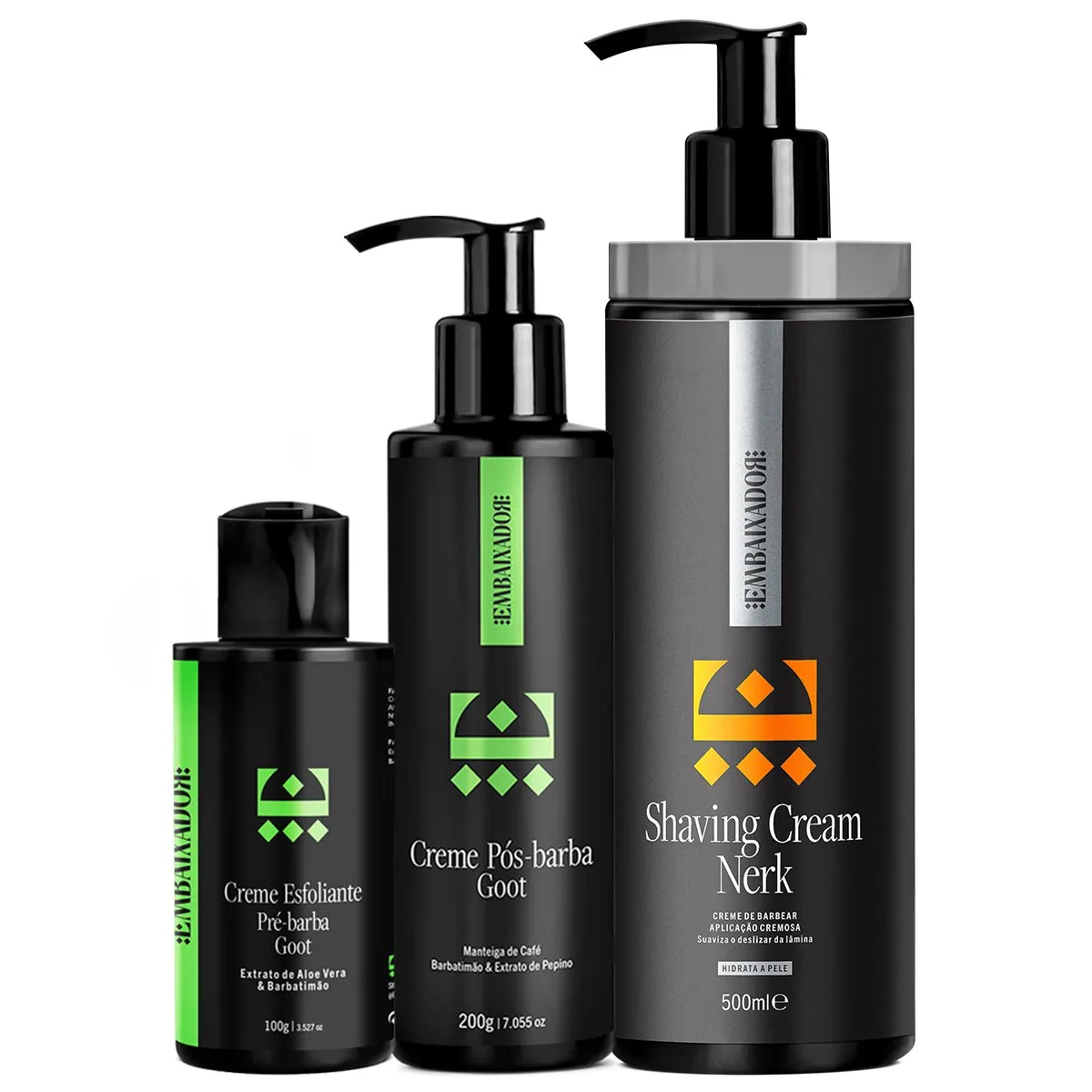 Shaving Cream Embaixador + Esfoliante + Creme Pós Barba 500ml