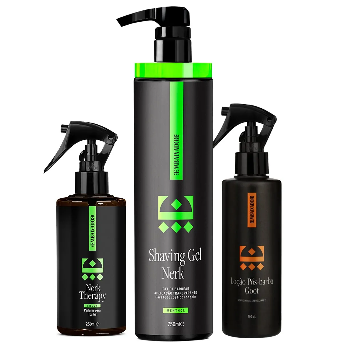 Shaving Gel Nerk Menthol + Loção + Perfume Fresh Embaixador 750ml