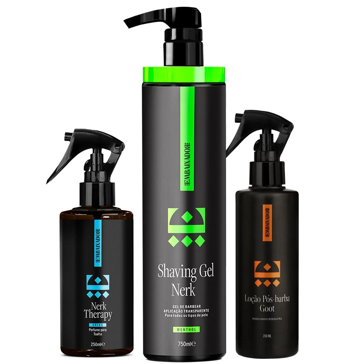 Shaving Gel Nerk Menthol + Loção + Perfume Lust Embaixador 750ml