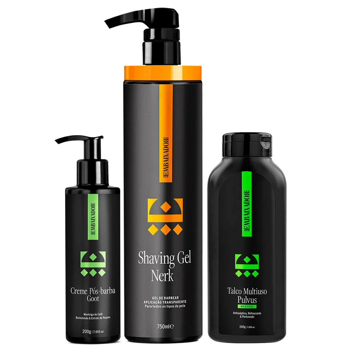 Shaving Gel Nerk + Pós Barba + Talco Menthol Embaixador 750ml