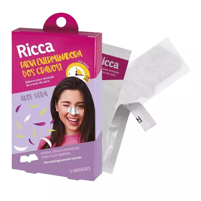 Fita Adesiva Para Retirar Cravos Do Nariz Ricca 3pcs
