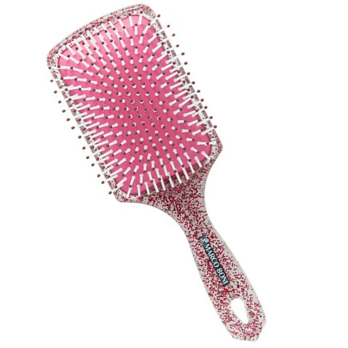 Escova de Cabelo Raquete Nylon Glitter Marco Boni Vermelho