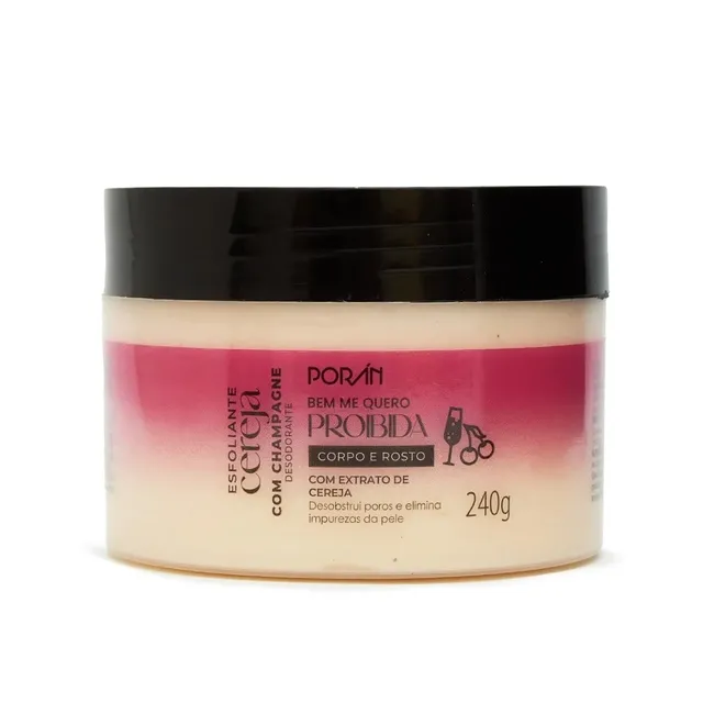 Esfoliante Corporal e Facial Cereja Com Champagne Porán 240g
