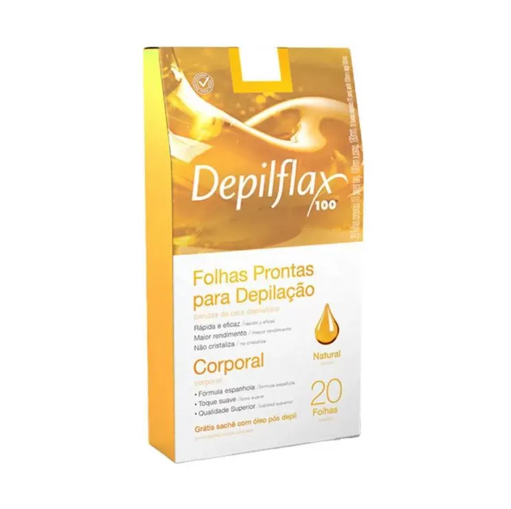 FOLHAS PRONTAS PARA DEPILAÇÃO CORPORAL NATURAL DEPILFLAX 20UN