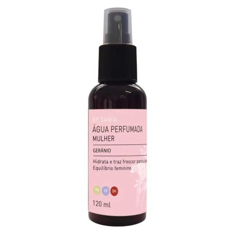 Água Perfumada Mulher - Gerânio - By Samia - Frasco com 120ml