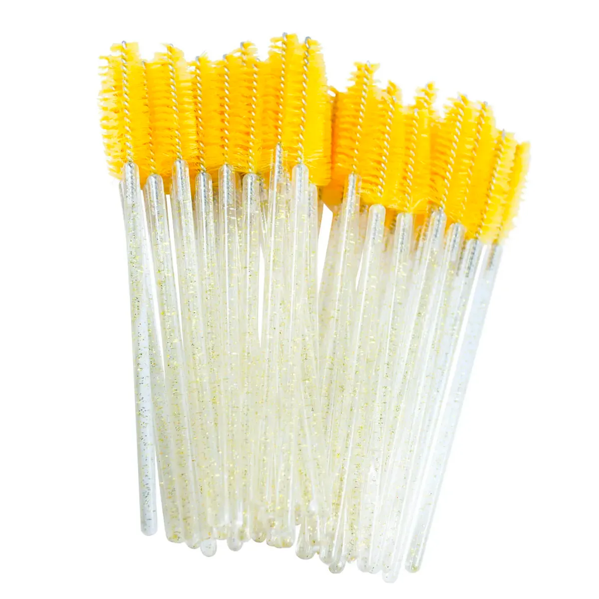 Escovinhas Descartáveis Para Cílios 50 Unidades Gillter Dourado