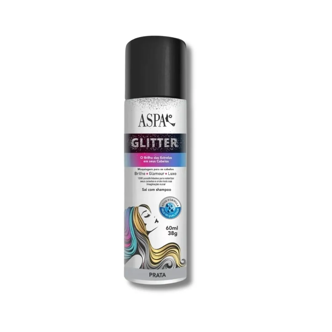 Glitter Spray Para Cabelo Aspa 60ml Prata