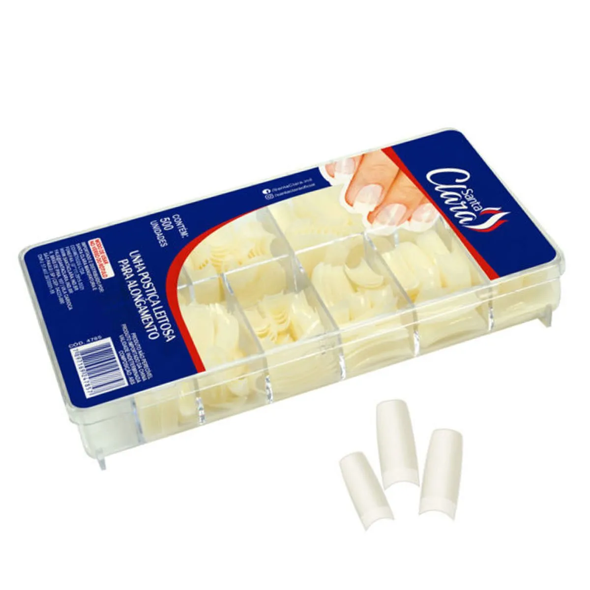 Unhas Postiça Leitosa Para Alongamento Santa Clara 500 Unidades