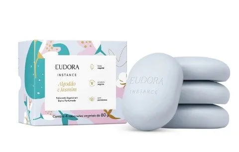 Instance Sabonete Vegetal em Barra Perfumado Algodão e Jasmim 4x80g