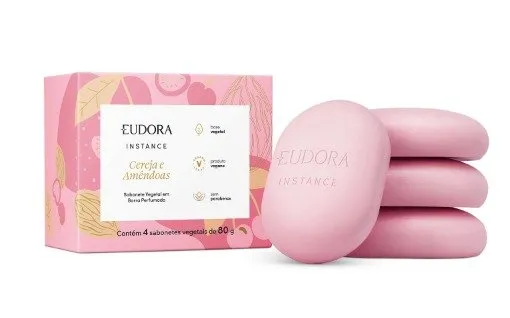 Instance Sabonete Vegetal em Barra Perfumado Cereja e Amêndoas 4x80g