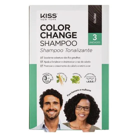 SHAMPOO TONALIZANTE KISS NEW YORK 3 UNIDADES PRETO