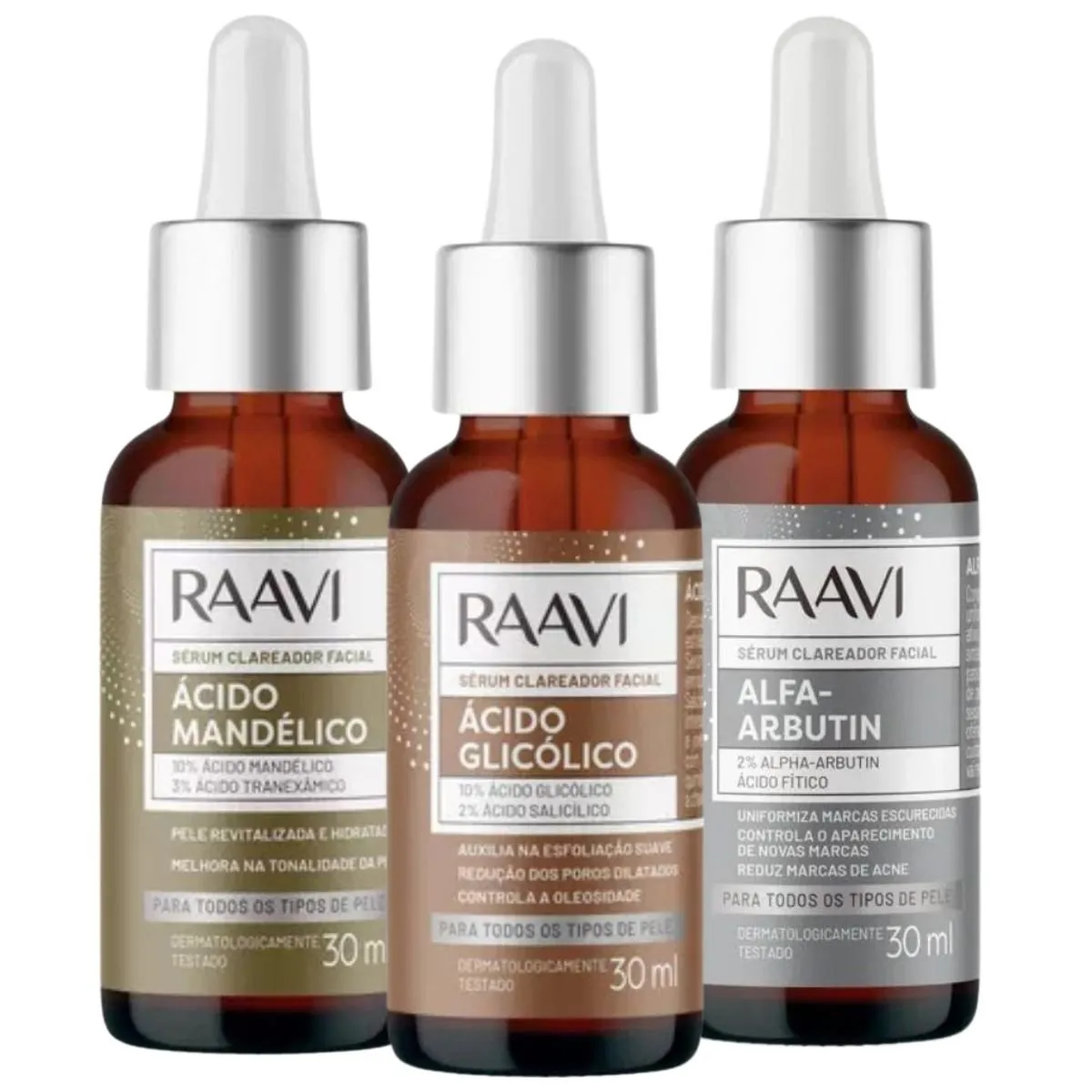 Kit 3 Ácidos Clareamento Facial Raavi