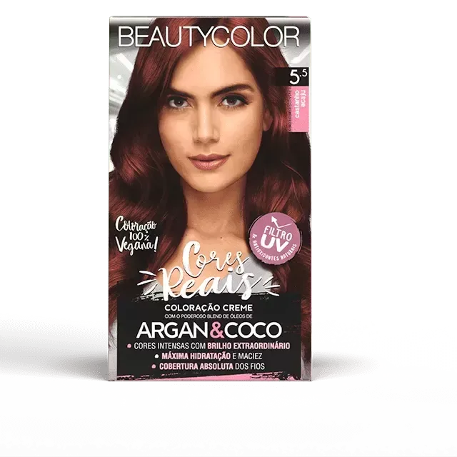 Kit Coloração Permanente 5.5 Castanho Acaju - BeautyColor