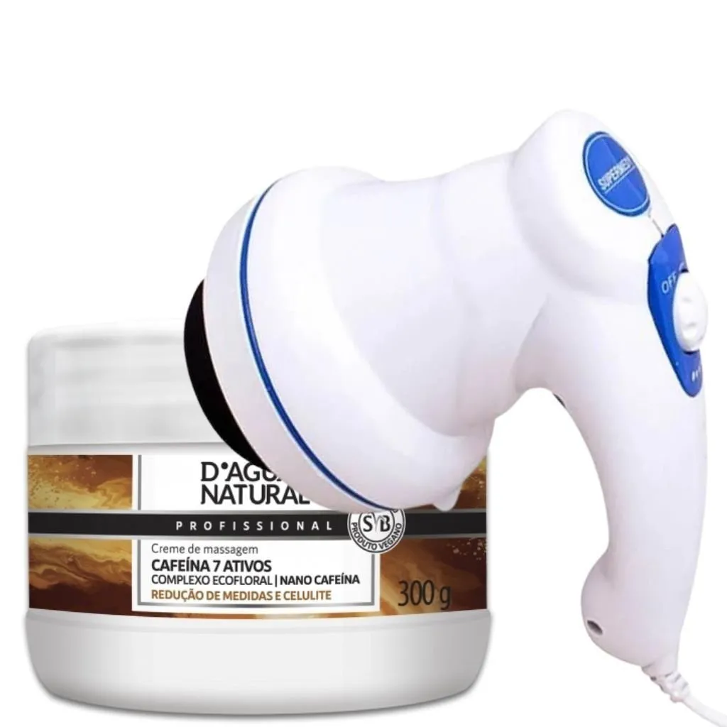 Kit Creme 7 Ativos 300g D'Agua Natural + Massageador Corporal