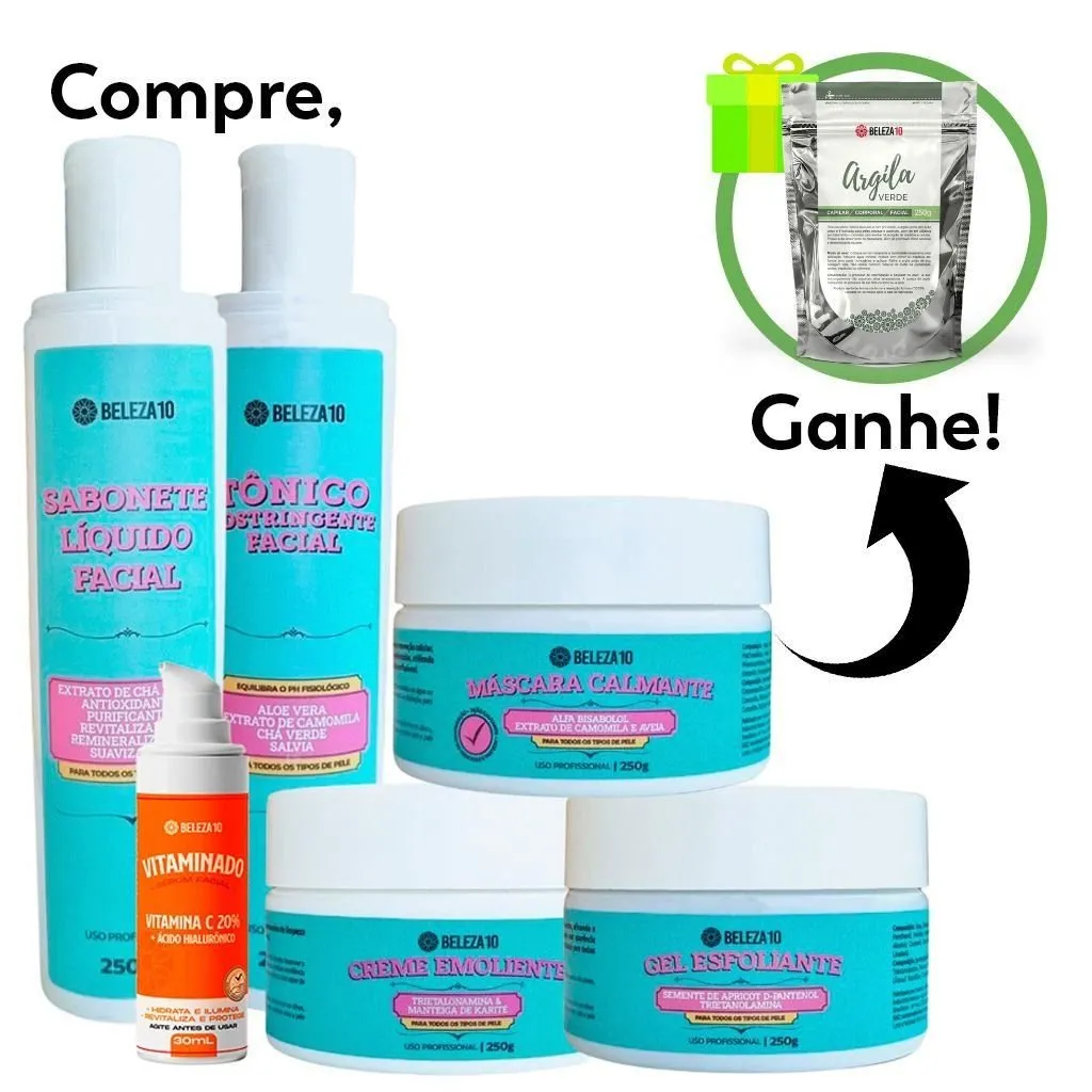Kit Limpeza de Pele + Vitamina C 20% Beleza10 (6 Itens)