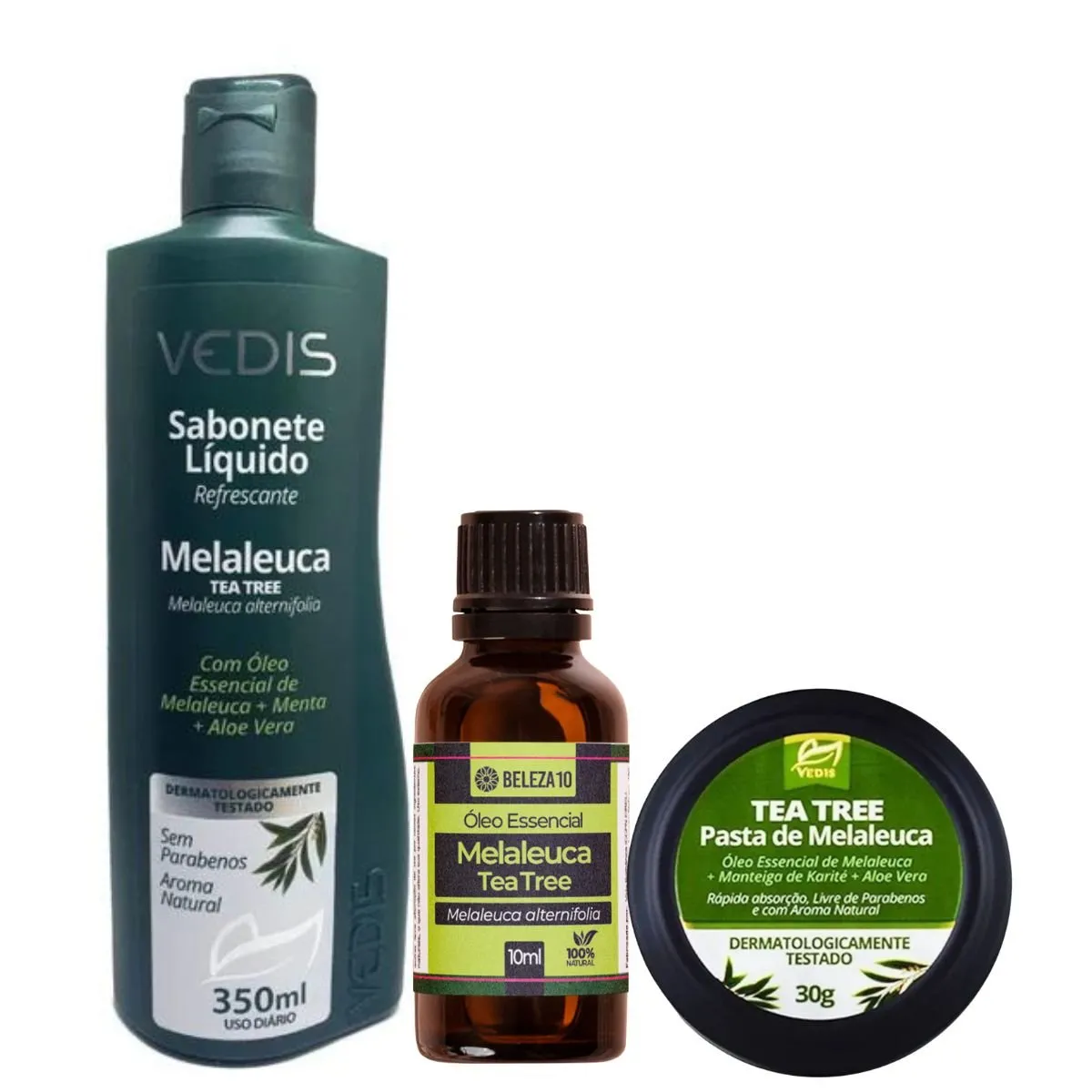 Kit Melaleuca Óleo Puro Tea Tree + Pasta + Sabonete Liquido Vedis