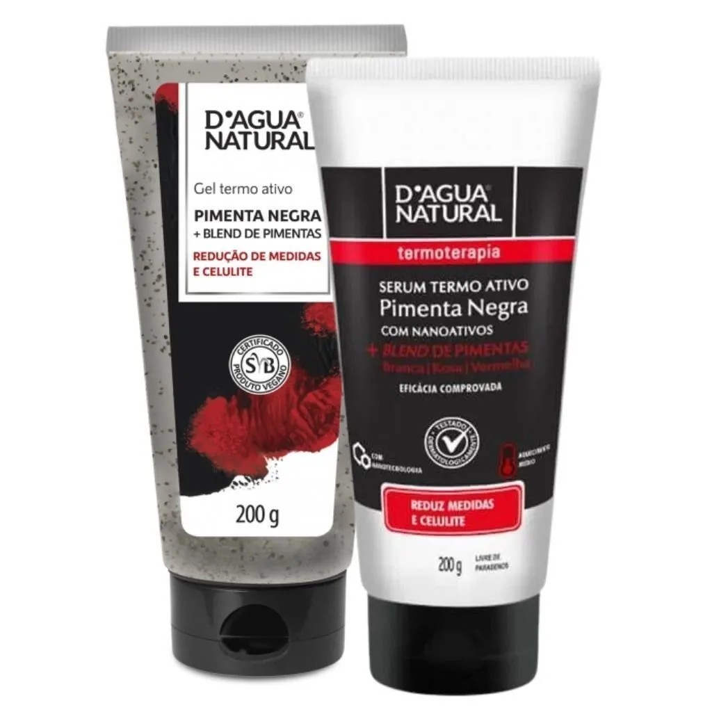 Kit Pimenta Negra Sérum + Gel Termo Ativo D'Agua Natural