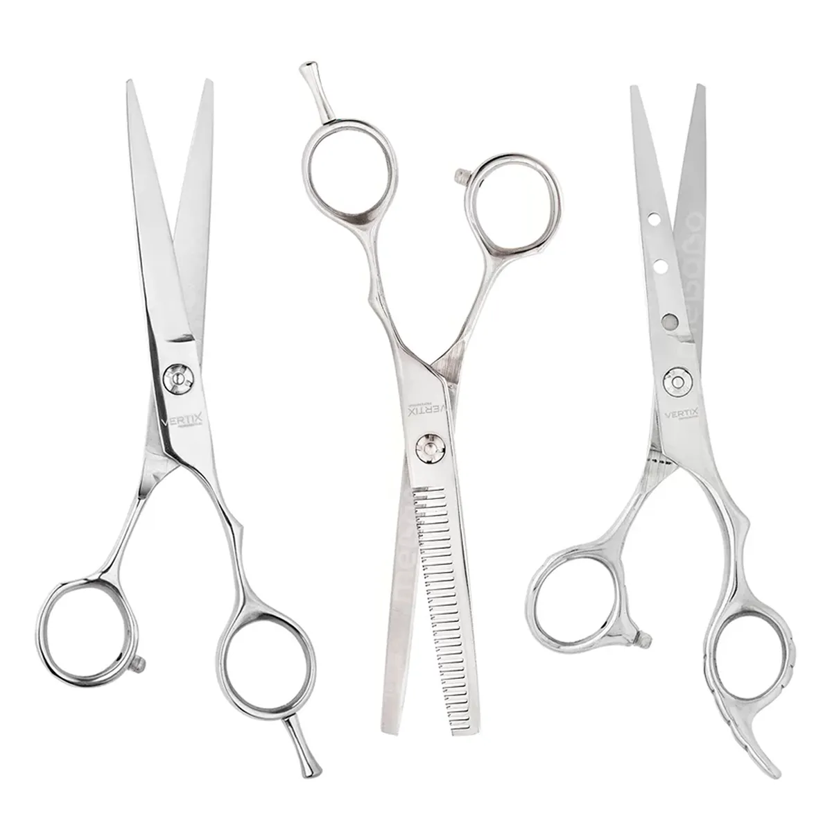 Kit Tesoura Vertix Fio Laser + Desbaste + Fio Navalha 6.0 Polegadas