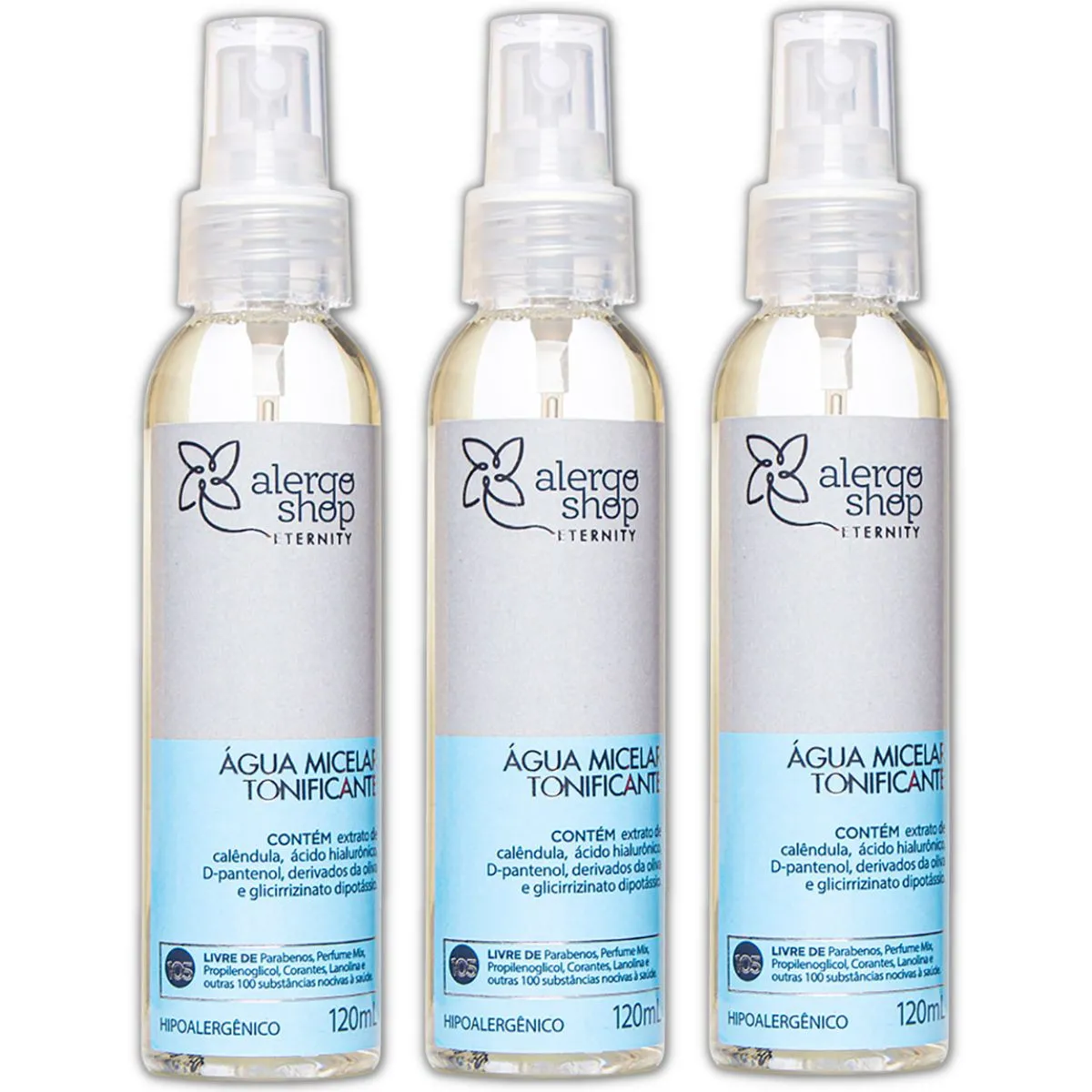 Kit 3 Águas Micelar Tonificante Eternity 120ml - Alergoshop