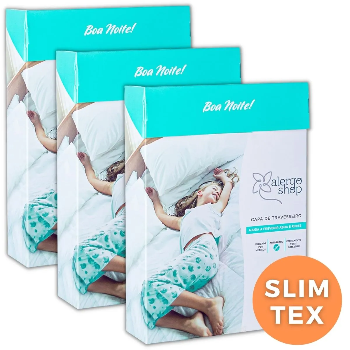 Kit 3 Capa Antiácaro para Travesseiro Slim Tex - Alergoshop