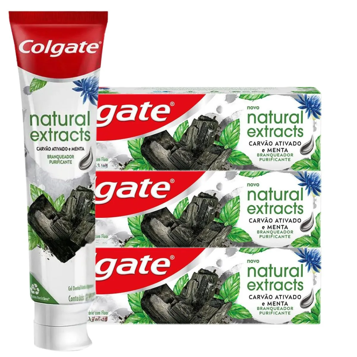 Kit 3 Creme Dental Colgate Carvão Ativado Menta Natural 180g