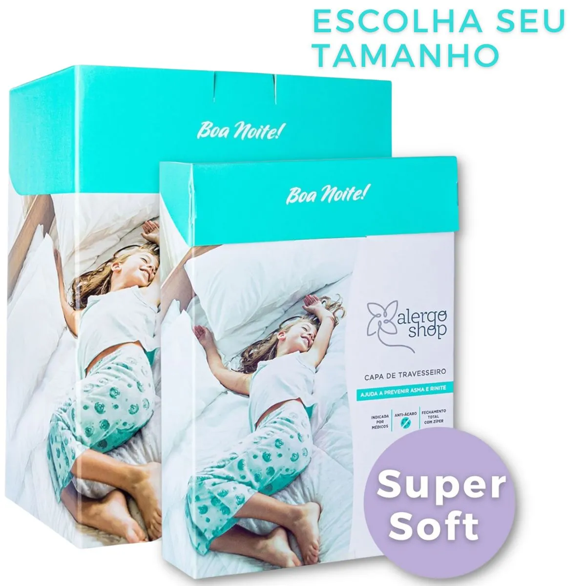 Kit Capa Colchão + Travesseiro Antiácaro Super Soft 100% Algodão Alergoshop - Escolha o Seu